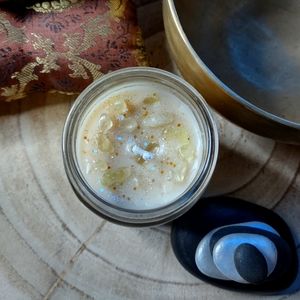 Handmade Honey Scented Organic Soy Wax Candle in a Resuable Glass Jar